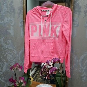 PINK hot pink zip up hoodie